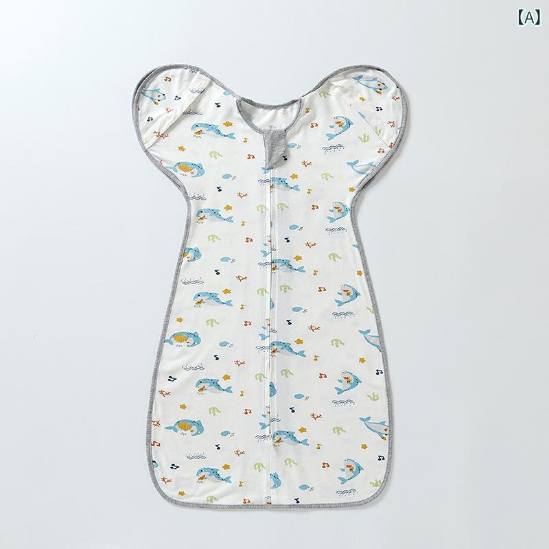 スリーパー ベビー 新生児 おくるみ びくつき防止 夜泣き対策 安眠サポート 多機能 2way 着るおくるみ 腕出し可能 綿100% 高品質 コットン 通気性 柔らかい肌触り 春夏 シャーク柄 うさぎ柄 星柄 2