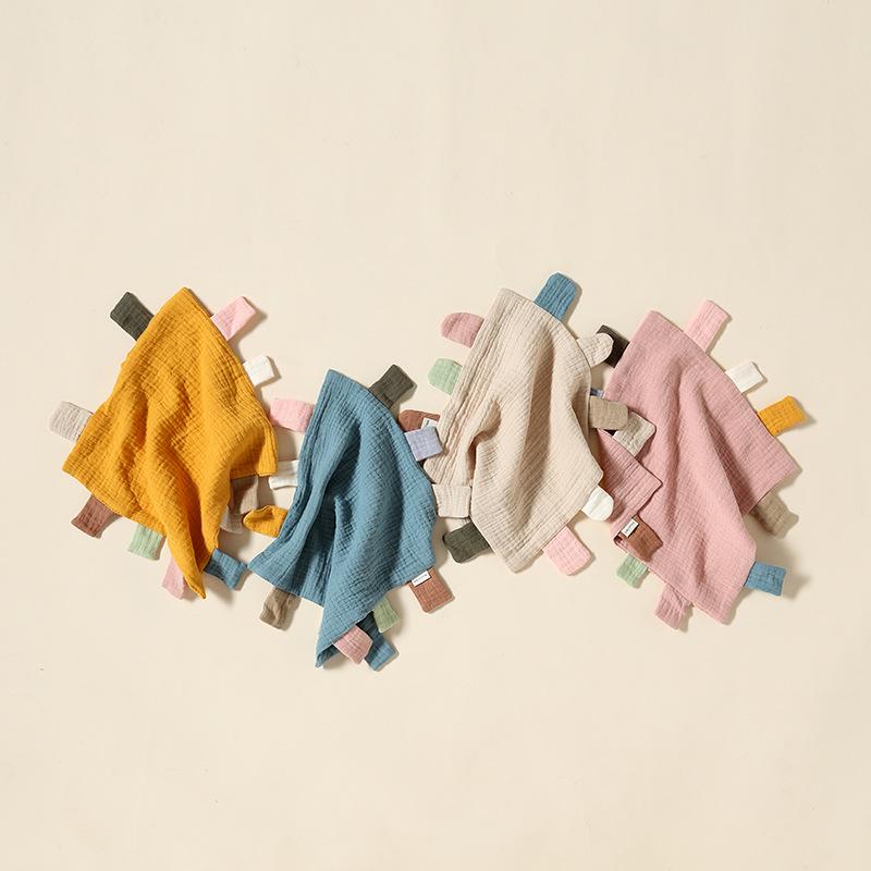 ベビー 赤ちゃん 安眠おもちゃ ぬいぐるみ ガーゼ ハンドパペット 寝かしつけ 歯固め 綿100% 口に入れても安全 動物モチーフ スクエア型 安心素材