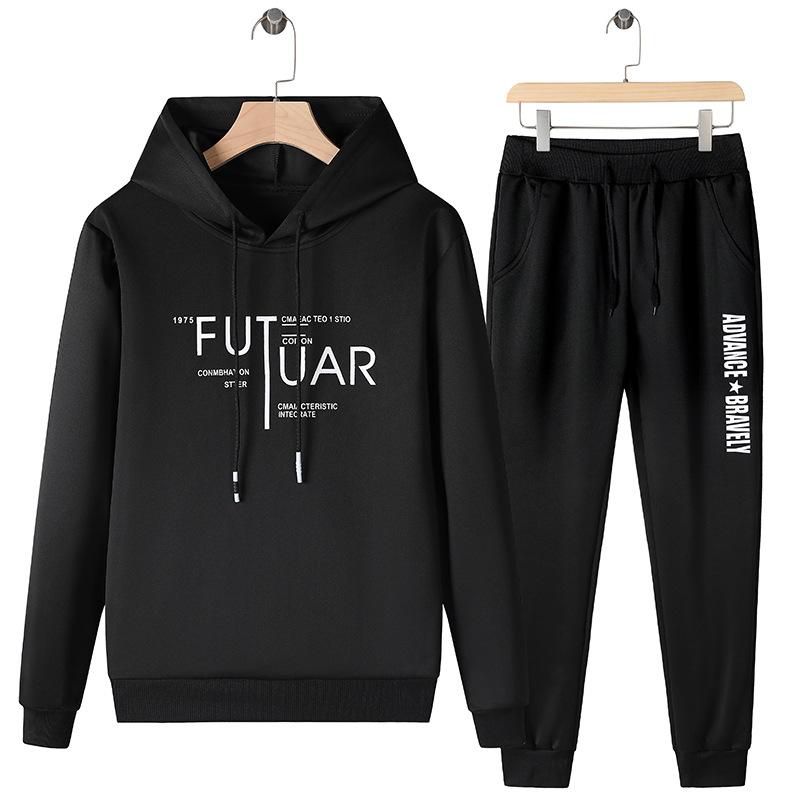 スポーツウェア メンズ カジュアル セットアップ 上下セット 春秋 韓国風 おしゃれ トレンド 長袖 フード付き ポリエステル スタジャン ベースボールジャケット 大きいサイズ ビッグシルエット(4)