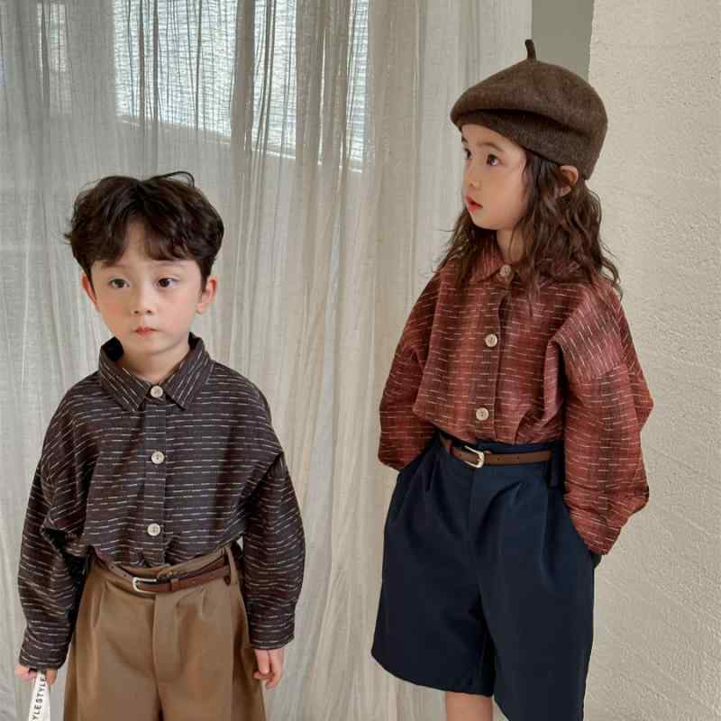 シャツ 子供服 キッズ 男の子 女の子 ベビー 春秋 長袖 綿麻 コットンリネン 綿混紡 襟付き ナチュラル..
