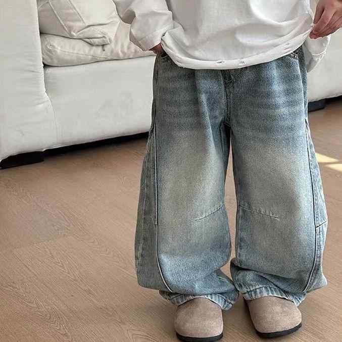 キッズ デニムパンツ 男の子 女の子 男女兼用 ベビー 子供服 ジーンズ ワイドパンツ ハーレムパンツ サ..