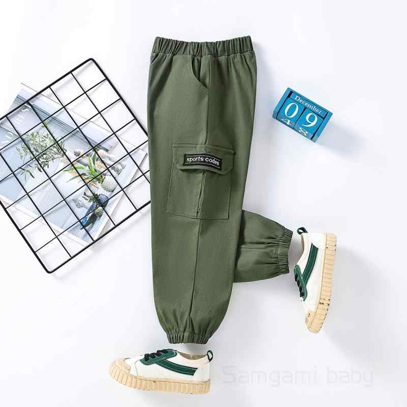 パンツ キッズ 男の子 カーゴパンツ 春夏 カジュアル ゆったり 綿混 コットンブレンド ミリタリーグリ..