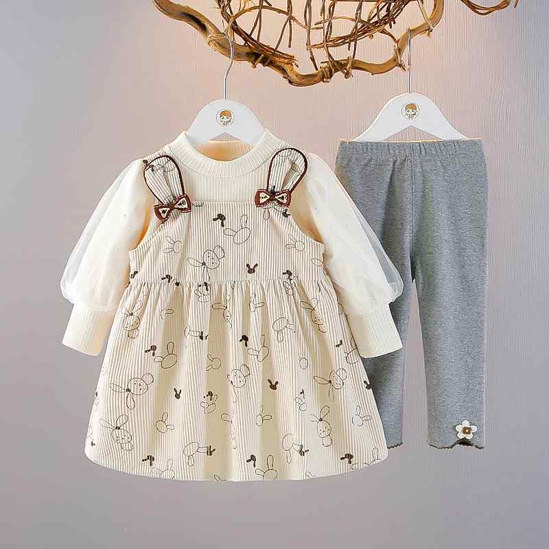 セットアップ ベビー 女の子 おしゃれ かわいい 上品 プリンセスドレス お姫様 3点セット 長袖 綿 コッ..