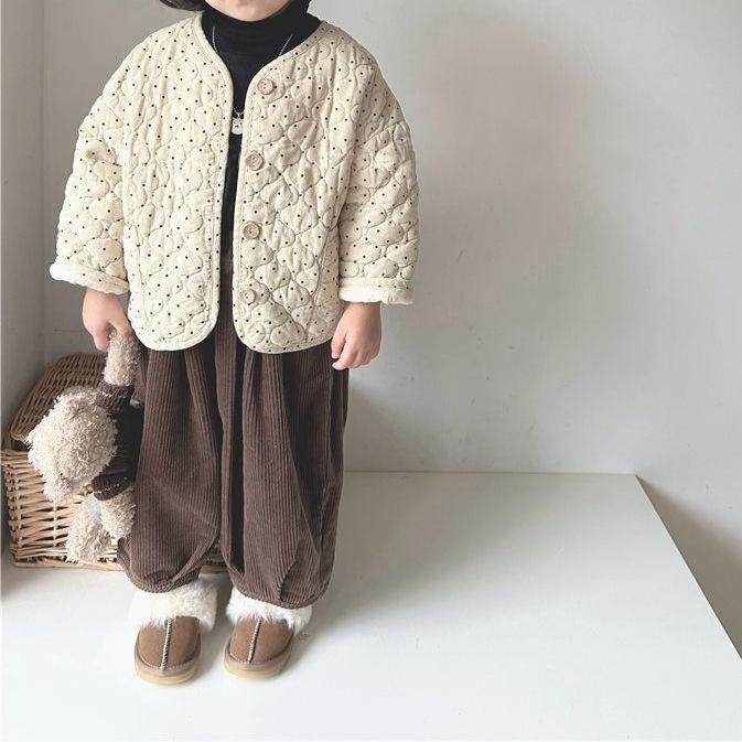 コート キッズ 女の子 秋冬 中綿 キルティング アウター 韓国風 ドット柄 水玉 おしゃれ かわいい ナチ..