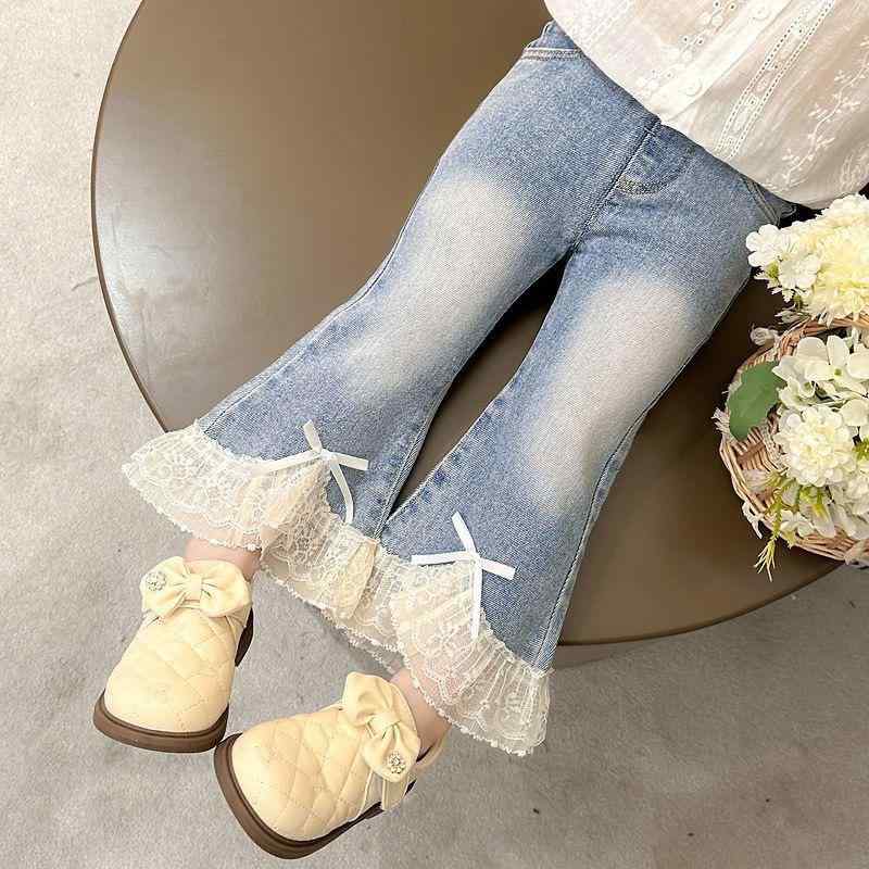 デニムパンツ 女の子 キッズ ガールズ 子供服 春秋 フレアパンツ レトロ ヴィンテージ 韓国風 おしゃれ..