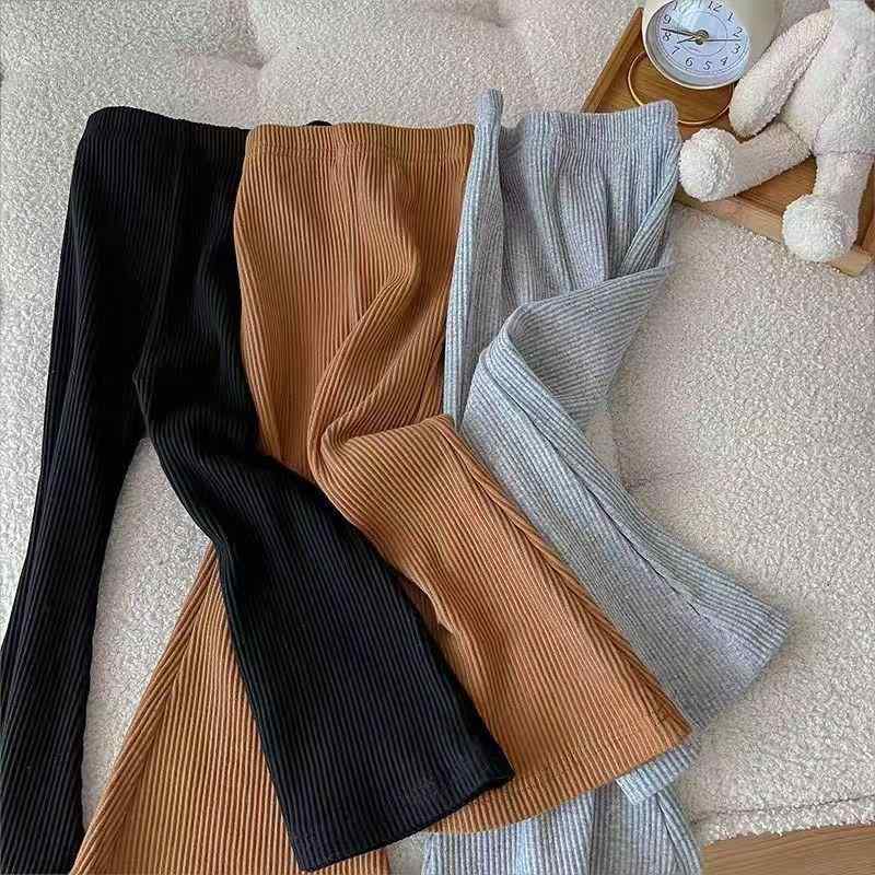 ボトムス ガールズ キッズ 女の子 春秋 カジュアルパンツ フレアパンツ リブ 韓国風 おしゃれ 個性的 ..