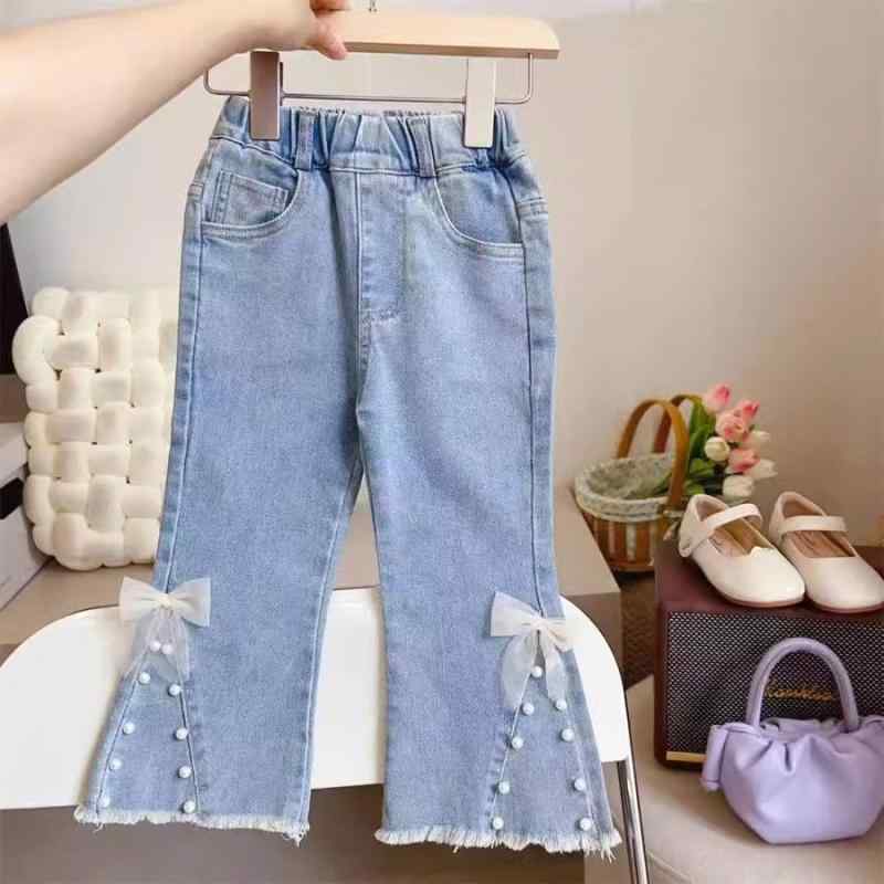 パンツ 女の子 キッズ ベビー 子供用 デニム ジーンズ ジーパン フレアパンツ ベルボトム 韓国風 カジ..