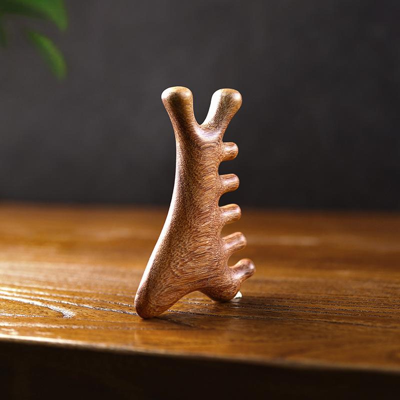 頭皮ブラシ 白檀 天然木 4WAY 多機能 マッサージ かっさ ツボ押し 経絡 頭皮ケア スカルプケア ヘッドスパ 抜け毛 薄毛対策 血行 血流改善 筋膜リリース 美容 リフトケア リフレッシュ リラックス