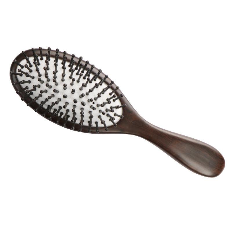 ヘアブラシ 木製 黒檀 手描き彩絵 エアクッション 頭皮ケア マッサージコーム 絡みにくい 静電気防止 ..