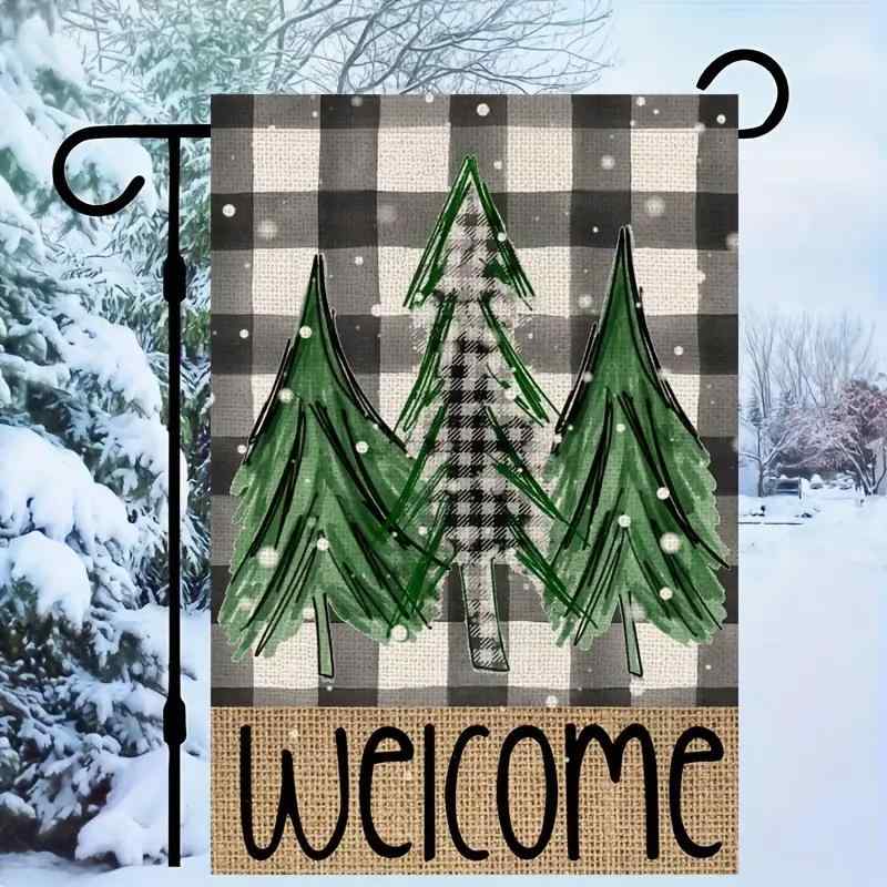 ガーデンフラッグ クリスマスツリー 冬 屋外 庭 玄関 エントランス 庭園 装飾 デコレーション ウェルカ..