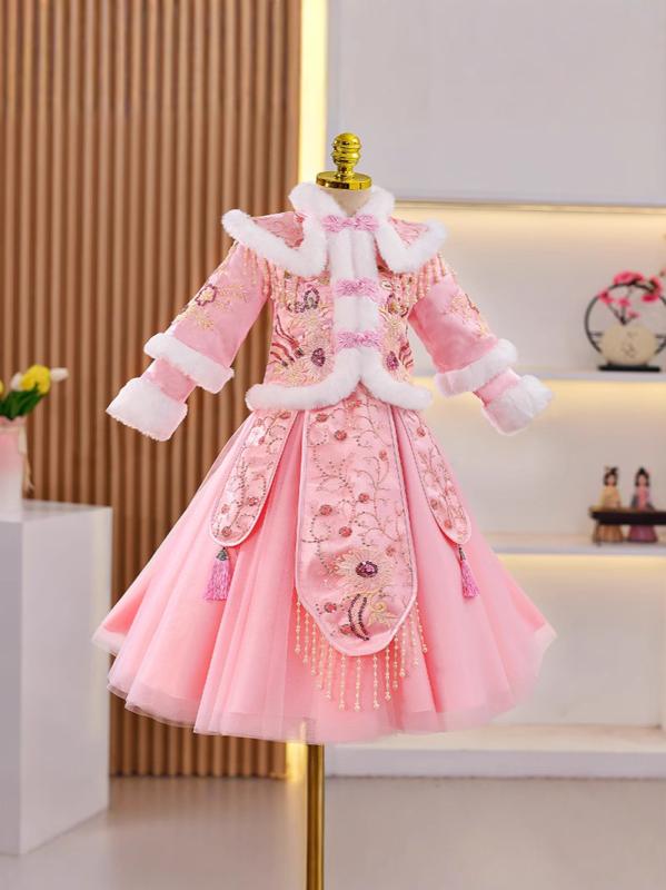 キッズ 女の子 チャイナドレス 漢服 唐装 中国風 民族衣装 古風 正月 お祝い 新年 挨拶 発表会 イベン..