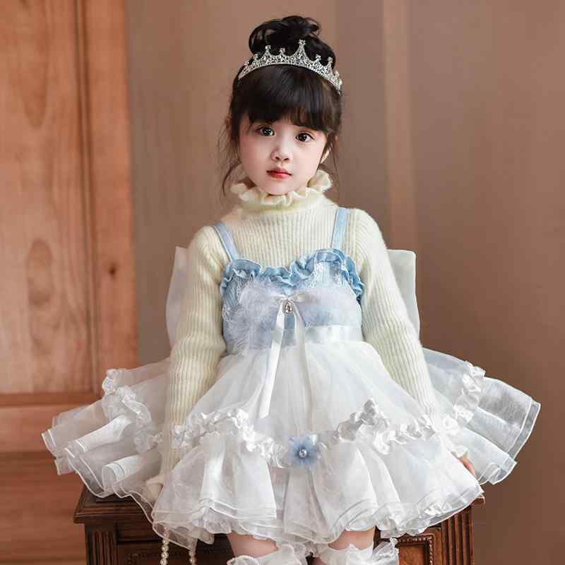 ワンピース 女の子 ロリータ プリンセスドレス ガールズ キッズ 女児 高級感 上品 エレガント フェザー..