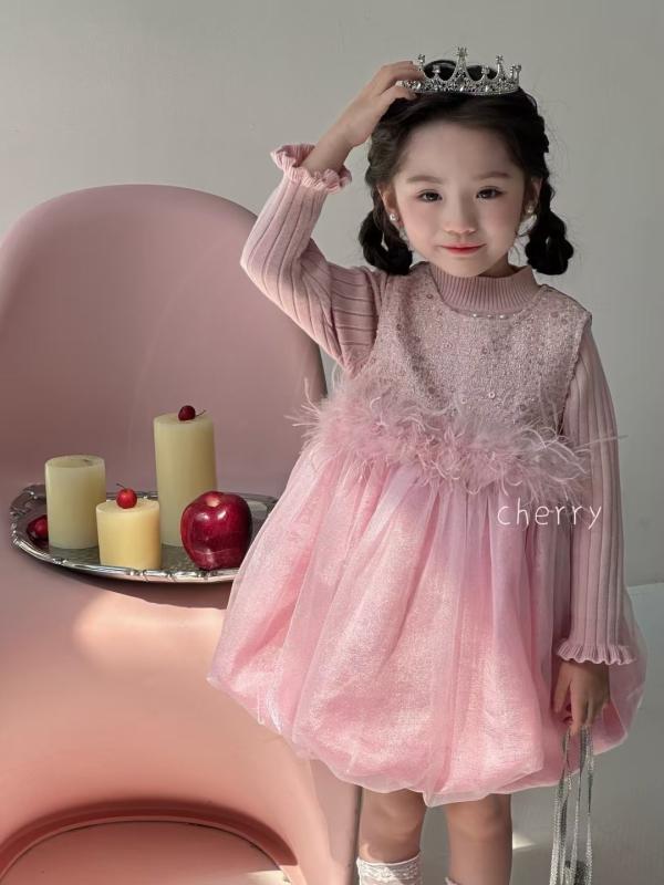 ワンピース 女の子 秋冬 裏起毛 ジャンパースカート プリンセスライン かわいい 上品 エレガント 韓国..