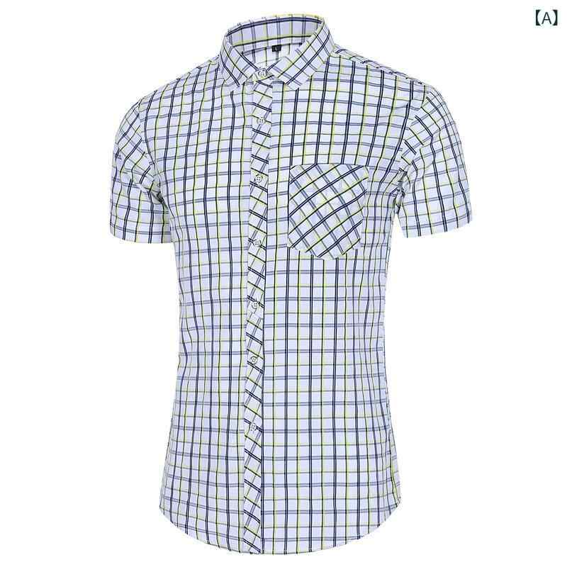 シャツ メンズ 男性用 半袖 チェック柄 麻 リネン 薄手 ゆったり ルーズフィット オープンカラー ウォッシャブル アイロン不要 おしゃれ トレンド 普段使い トップス