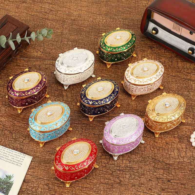 ジュエリーボックス アクセサリーケース 楕円形 亜鉛合金製 欧風 レトロ ヴィンテージ 上品 エレガント..