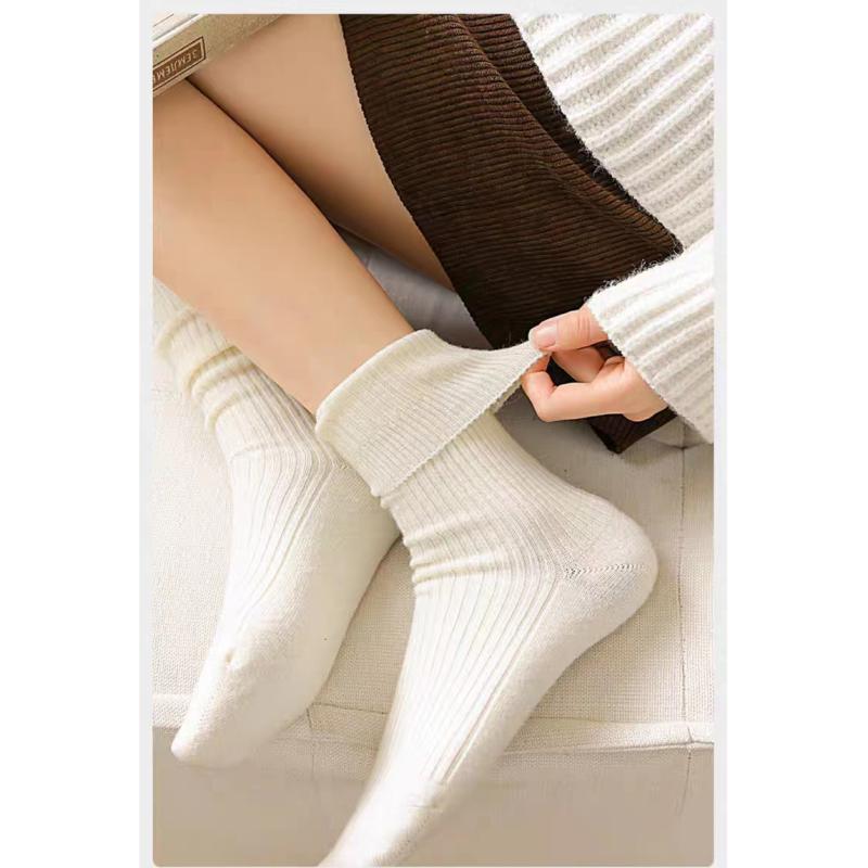 靴下 メンズ レディース ヨモギ ウール混紡 保温 蓄熱 ミドル丈 クルー丈 5足組 カジュアル シンプル ..