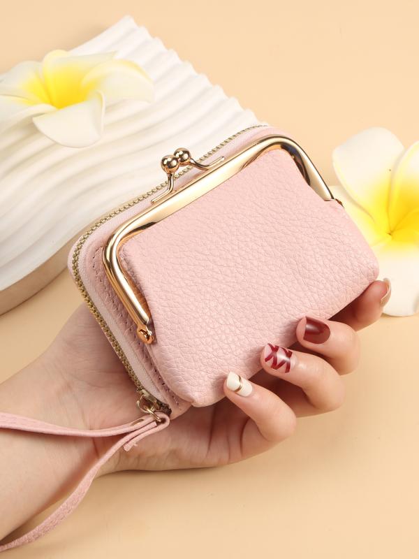 カードケース レディース シンプル おしゃれ コンパクト ソフト 合成皮革 ライチ柄 型押し 1つ折り 多..