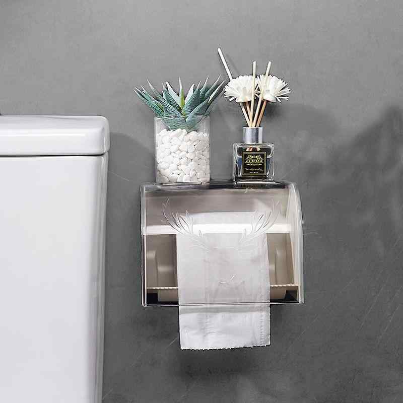 ペーパーホルダー 壁掛け 穴あけ不要 防水 スマホ置き トイレットペーパー ティッシュケース 浴室 洗面所 トイレ 小物収納 モダン シンプル スターグレー スカイブルー サクラピンク