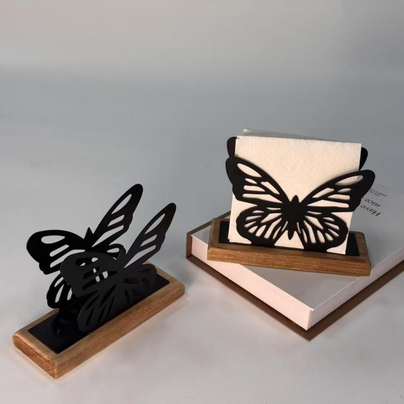 ティッシュケース 卓上 蝶々 バタフライ ナプキンスタンド モダン シンプル おしゃれ 鉄製 リビング 寝..
