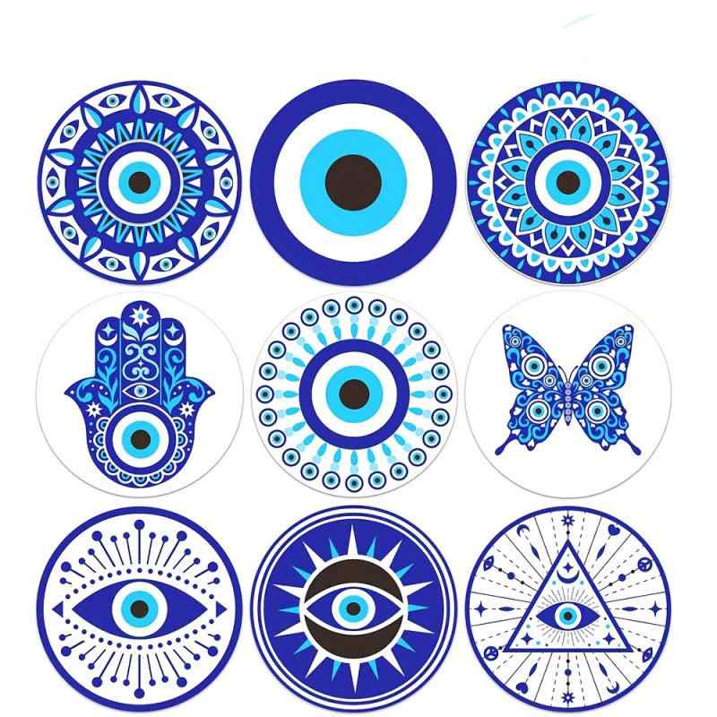 コースター木製ウッドブルーアイフク...