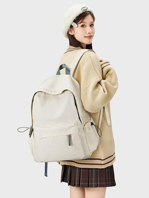 リュック バックパック 男女兼用 学生 大学生 高校生 中学生 大容量 PC収納 10インチ対応 シンプル スタイリッシュ ナイロン素材 通学 通勤 出張 旅行 デイリーユース クッション性ショルダーベルト付き(4)