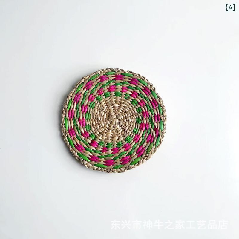 コースター ベトナム シーグラス 編み 丸型 セット ティーマット ランチョンマット 鍋敷き 耐熱 茶道具 鉄瓶 紫砂壺 エスニック アジアン おしゃれ
