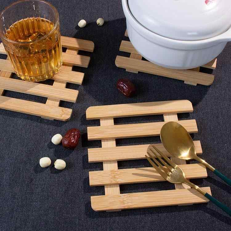 鍋敷き 竹製 柵状 和風 耐熱 断熱 スリット式 家庭用 普段使い 食卓保護 土鍋置き カップ 皿 鉢台 キッ..