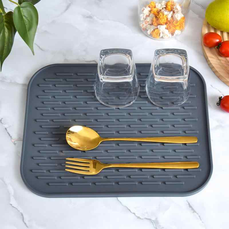 水切りマット シリコン 厚手 滑り止め 速乾 吸水 キッチン シンク 食器 コップ バーカウンター ランチョンマット コースター スクエア 無地