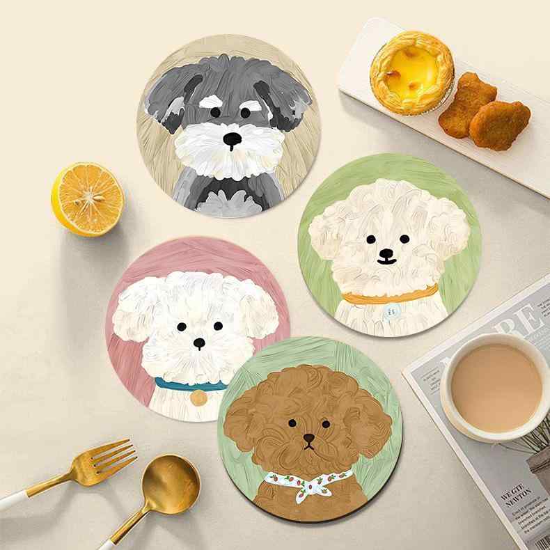 テーブルマット コースター ランチョンマット 鍋敷き 断熱 耐熱 防水 滑り止め ゴム製 円形 かわいい ..