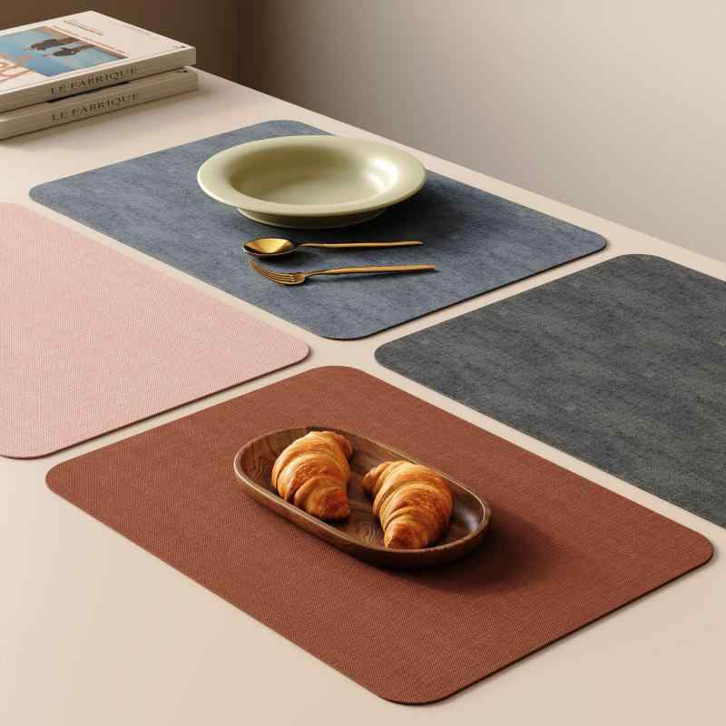 ランチョンマット ラグジュアリー 家庭用 PVC製 断熱 耐熱 厚手 撥水 防汚 布目調 テーブルマット コースター 丸型 角型 不定形 食卓 お手入れ簡単