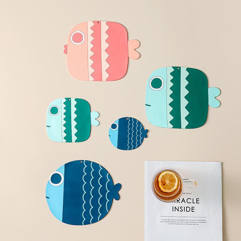 テーブルウェア 小魚 カートゥーン柄 断熱 ランチョンマット コースター ボウル用 家庭用 厚手 滑り止..