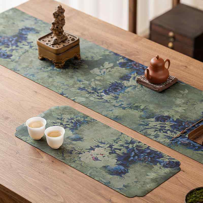 テーブルランナー 新中華風 禅風 錦織 長方形 撥水 防水 茶席 茶道 茶道具 布製 テーブルマット モダン..