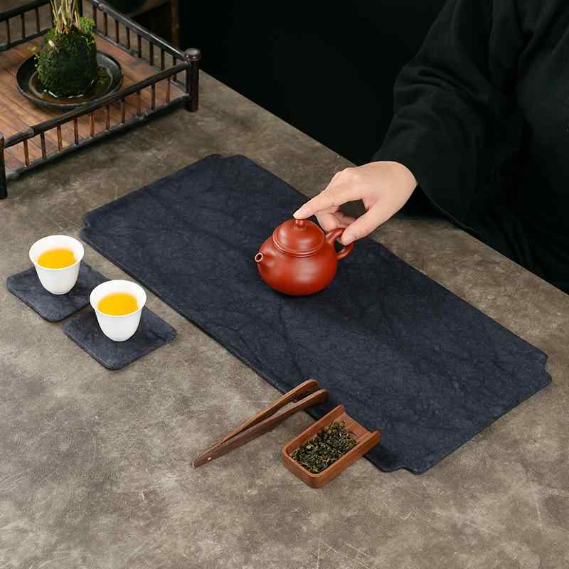 ティーマット 帆布 絞り染め タイダイ柄 長方形 茶席 リバーシブル 吸水速乾 断熱性 茶器 急須 湯呑み テーブルマット