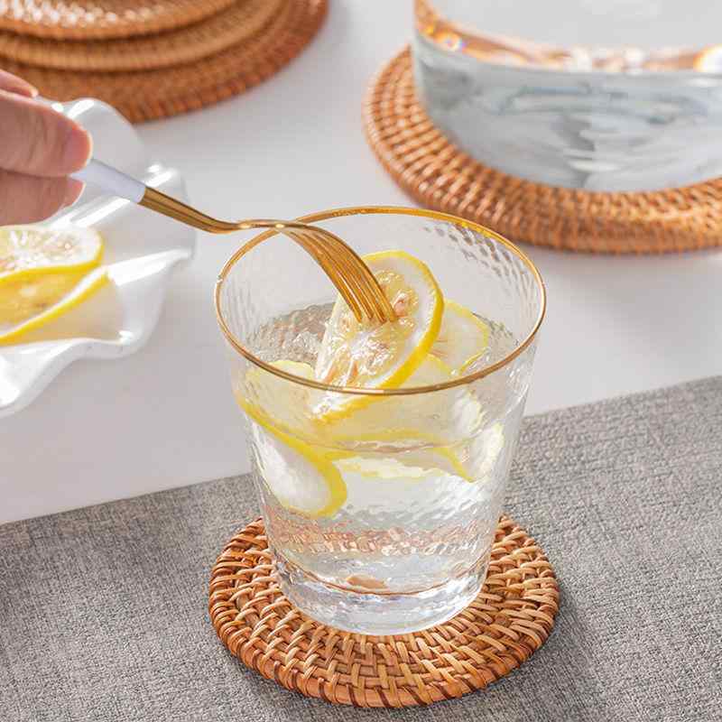 鍋敷き コースター ポットマット 籐編み ラタン製 断熱 耐熱 家庭用 食卓 ダイニング ボウルマット スクエア おしゃれ 東南アジア