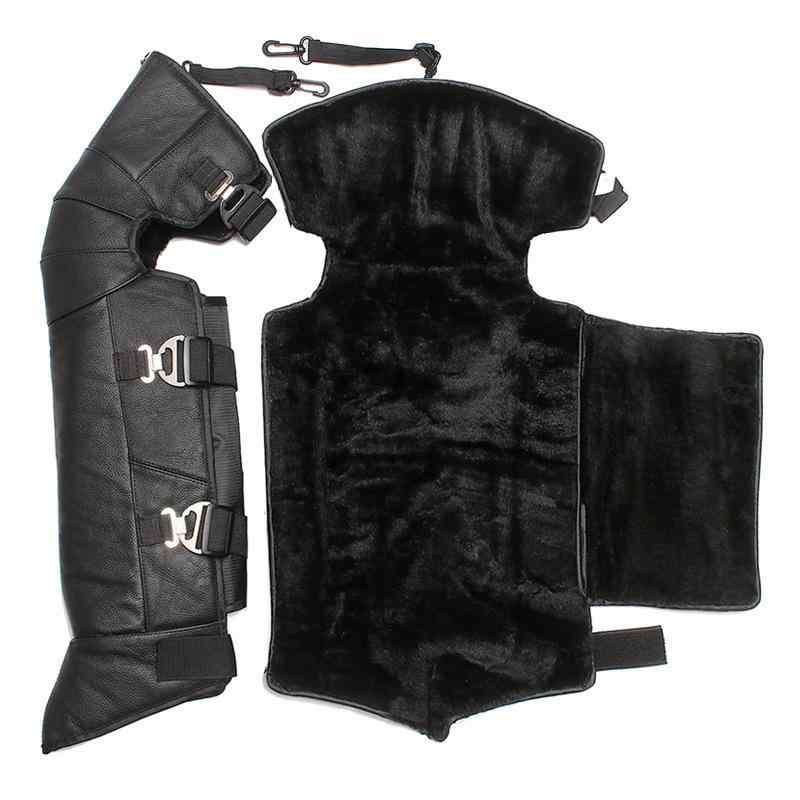 レッグプロテクター 男女兼用 本革 厚手 フルカバー 防寒 防風 保温 バイク オートバイ 電動バイク スクーター ライディング用 ロング丈 膝当て ニーガード 冬 あったか