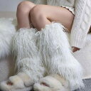 レッグウォーマー レディース 秋冬 サイバーゴシック Y2K ギャル フェイクファー モコモコ アクリル 防寒 保温 暖かい ボリューム ルーズ ミドル丈 個性的 カジュアル おしゃれ