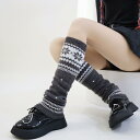 レッグウォーマー レディース 秋冬 フェアアイル 雪柄 ドット ニット アクリル 厚手 あったか 保温 防寒 くしゅくしゅ ミドル丈 ソックスカバー 足元 冷え対策 スノーブーツ相性 普段使い カジュアル バイカラー