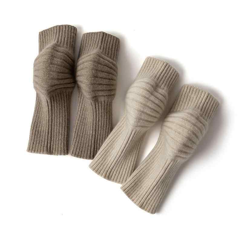 ニーウォーマー 男女兼用 ユニセックス 100% カシミヤ カシミア 厚手 肉厚 ニット ショート丈 短め 秋冬 防寒 保温 冷え対策 寒さ対策 立体構造 フィット感 ベージュ パープル