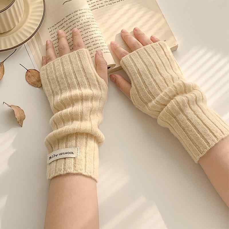 手袋 レディース 羊毛 ウール ニット 肉厚 指なし 半指 リストウォーマー 腕カバー 保温 暖かい 防寒 ..