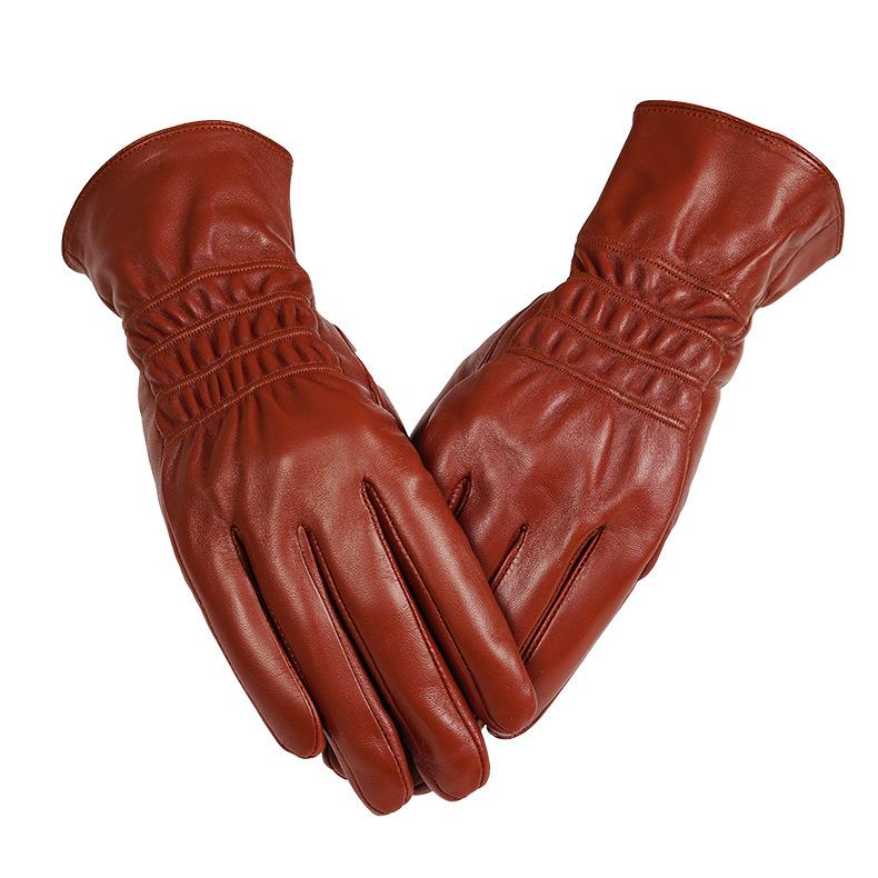 手袋 レディース 女性用 羊革 本革 シープスキン 防寒 保温 暖かい 柔らかい ソフト 快適 軽量 薄手 5..