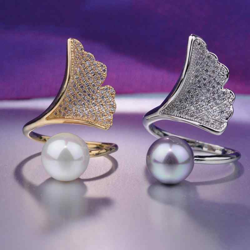 指輪 レディース 韓国風 銅製 マイクロパヴェ 模造パール フェイクパール フラワー 花 開口式 サイズ調..