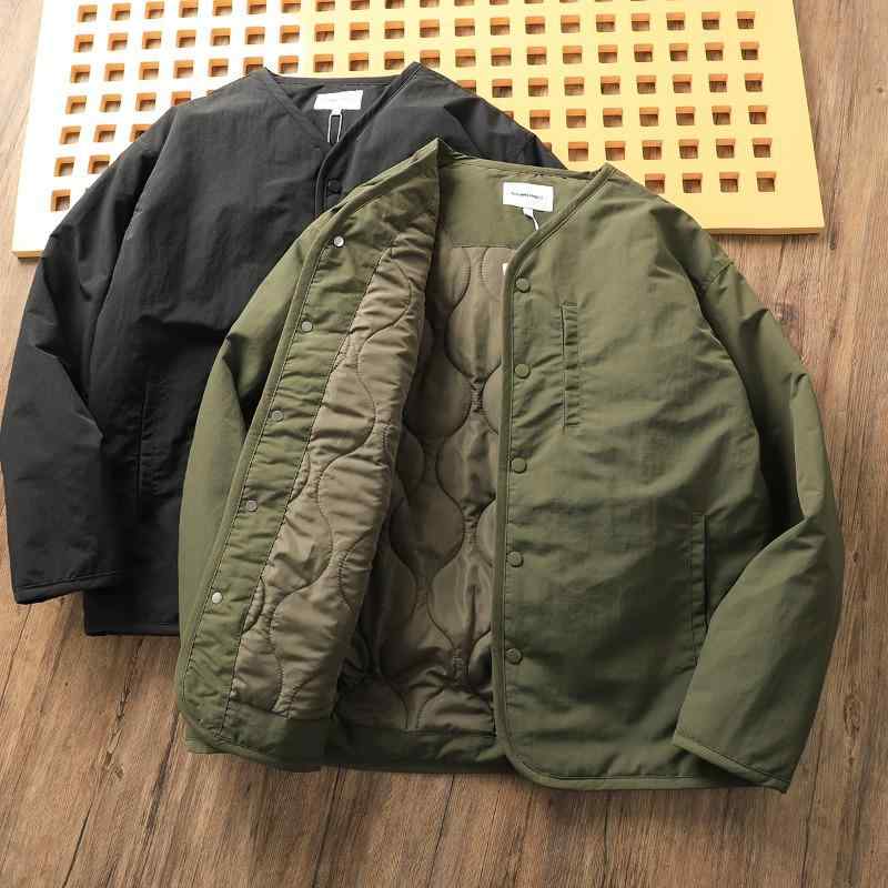 中綿ジャケット メンズ 男性用 冬 防寒 厚手 キルティング 軽量 保温 あったか Vネック レトロ ゆった..