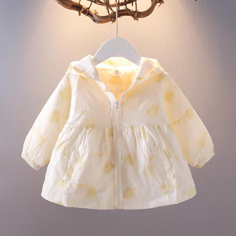 アウター 女の子 キッズ ベビー 春夏 フード付き おしゃれ カジュアル ジャケット ポリエステル ピンク..