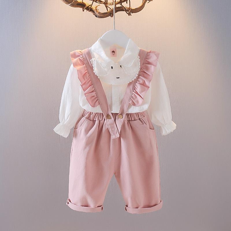 子供服 女の子 ベビー キッズ 長袖 ブラウス オーバーオール サロペット 春秋 2点セット おしゃれ かわいい カジュアル コットン 1歳 2歳 3歳 お出かけ 普段使い