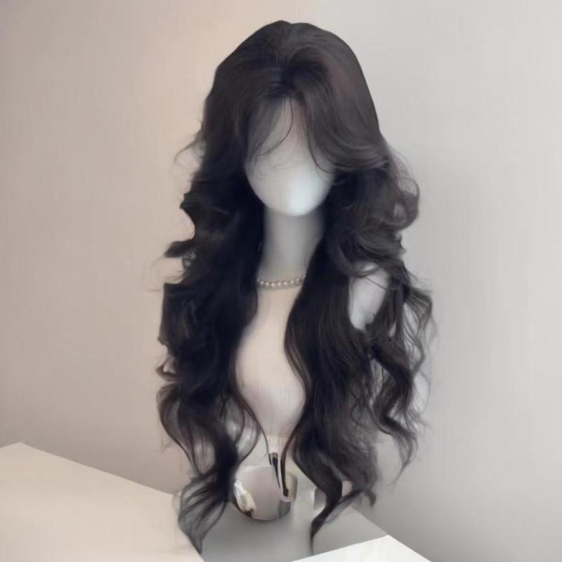 ウィッグ レディース 女性用 韓国風 ロング 大巻きカール フルウィッグ ハイレイヤー 斜め前髪 人工毛 ..