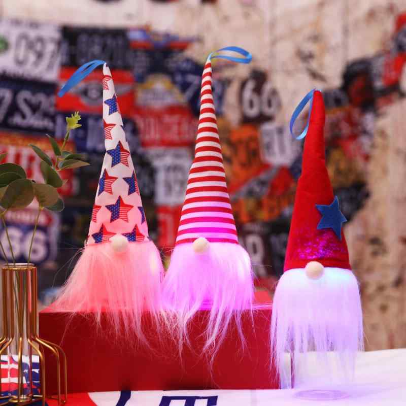 ぬいぐるみ アメリカ独立記念日 ノーム ドール マスコット 顔なし 発光 ライトアップ 布製 吊り下げ 飾り オーナメント かわいい 置物 インテリア パーティー イベント プレゼント ギフト