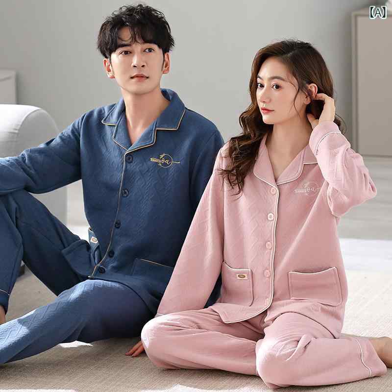 パジャマ ルームウェア メンズ レディース カップル ペア 空気層 中綿入り 綿素材 厚手 保温 あったか ..