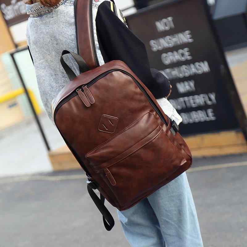 リュックサック メンズ 男女兼用 おしゃれ 15インチPC収納 大容量 韓国風 PUレザー 防水 ビジネス 通勤 通学 学生 日常使い ブラック ブラウン 刺繍(4)