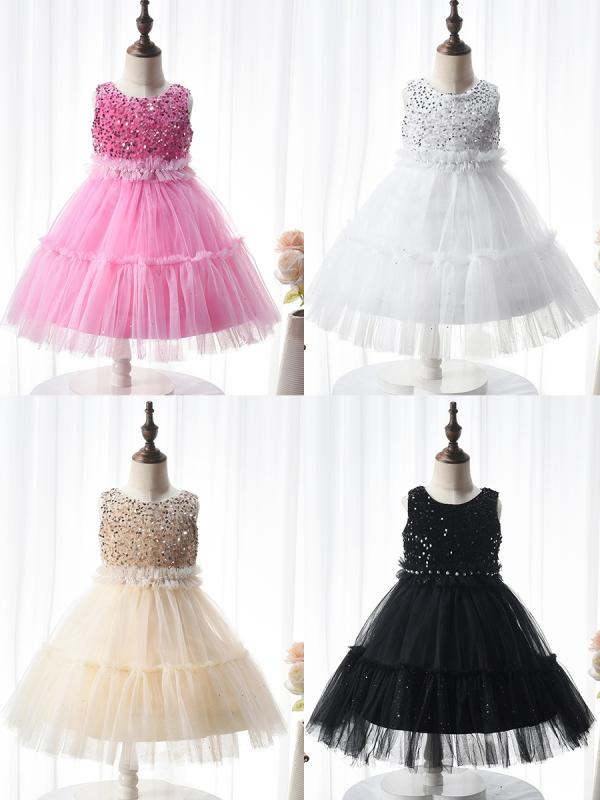 ドレス キッズ 女の子 キラキラ スパンコール チュール ふんわり プリンセス フォーマル 発表会 パーテ..
