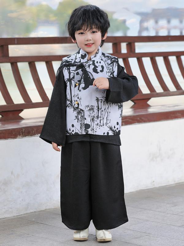 漢服 唐装 子供 男の子 女の子 シャツ セットアップ 馬面スカート 新中華風 古風 春夏 綿混 ポリエステ..